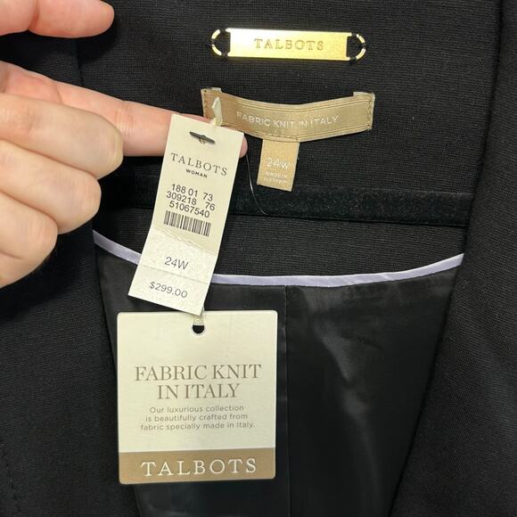 Talbots Fabric Knit In Italy Blazer Jacket NWT Women's Sz 24W Black Luxurious - Picture 3 of 5